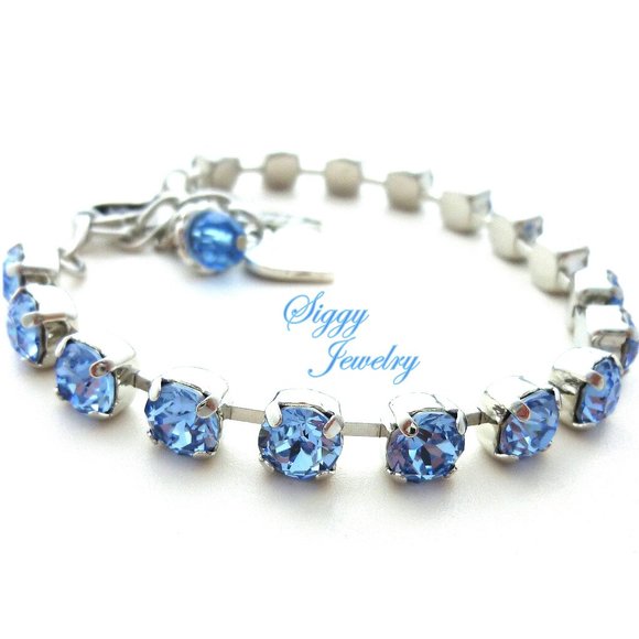 Light Sapphire Tennis Bracelet made with Genuine Austrian Crystals in 6mm - Picture 3 of 7